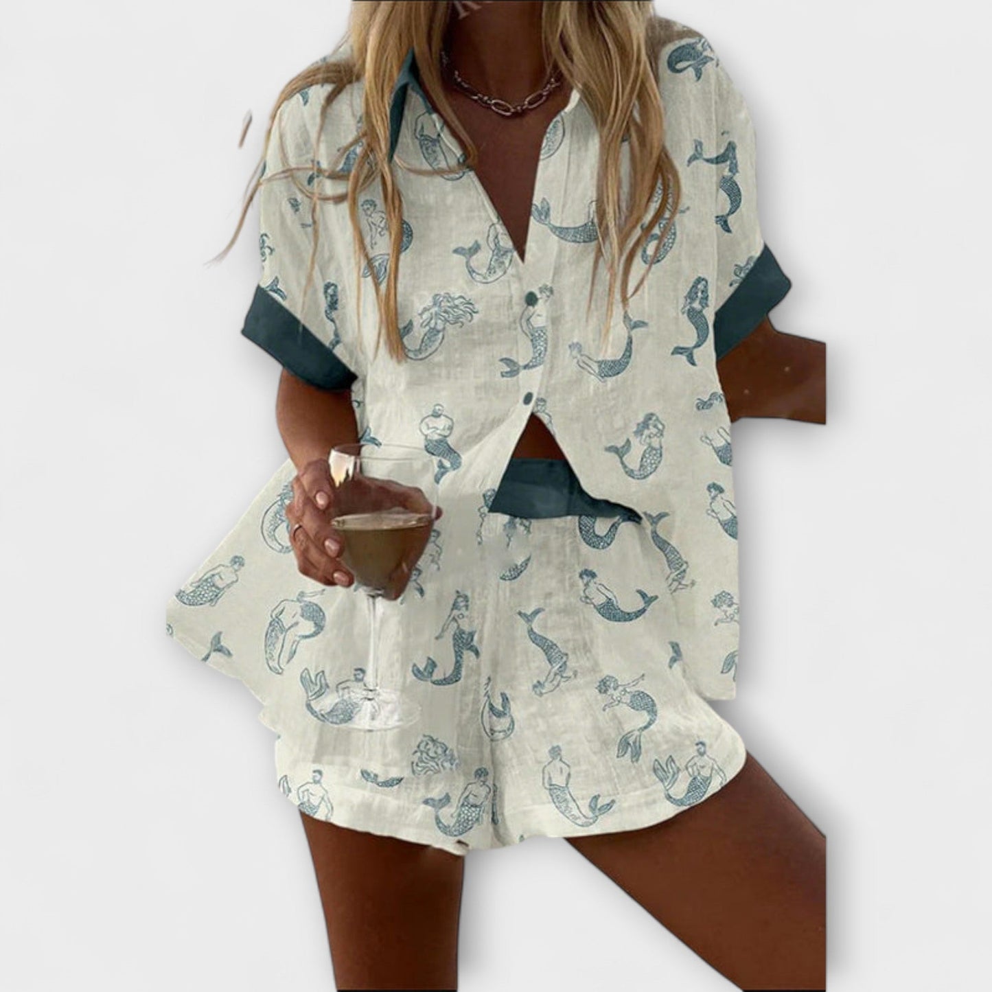 סט ג'לירה עם הדפס בת-ים, קליל ונושם